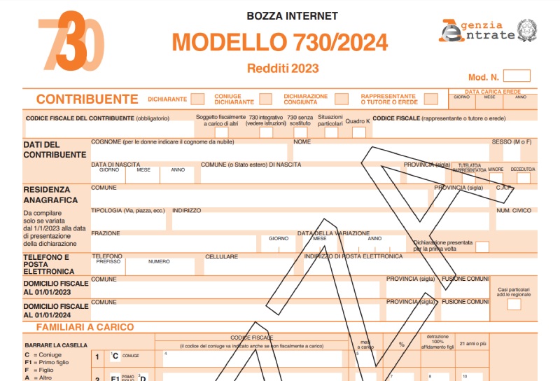 bozza modello 730 2024