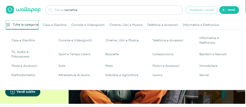 wallapop categorie prodotti