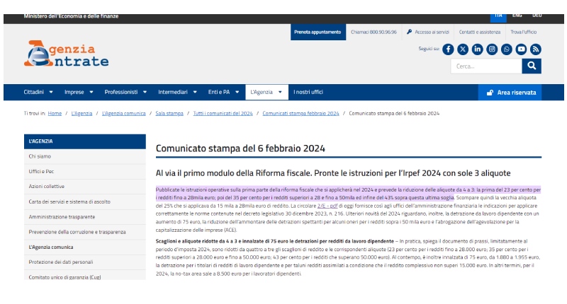 nuova tassazione irpef 2024